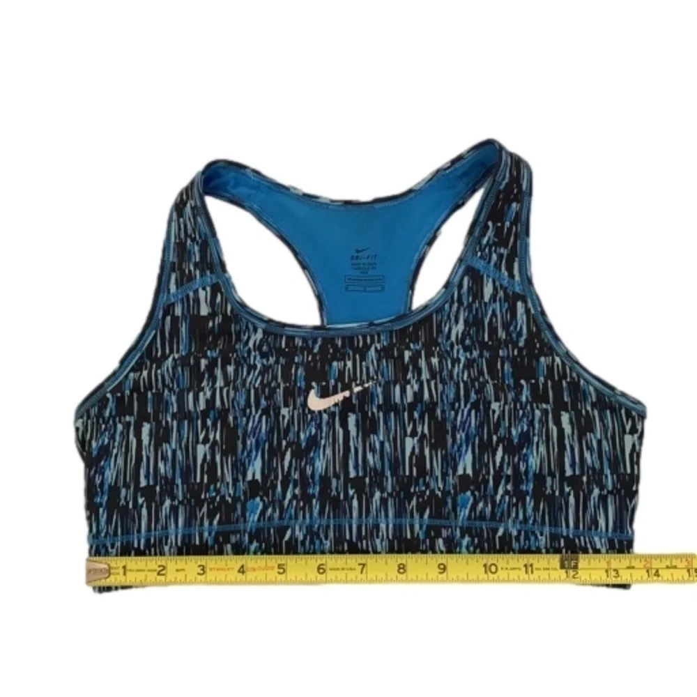 Nike Razor Back Sports Bra, Size M, Black Teal & Blue